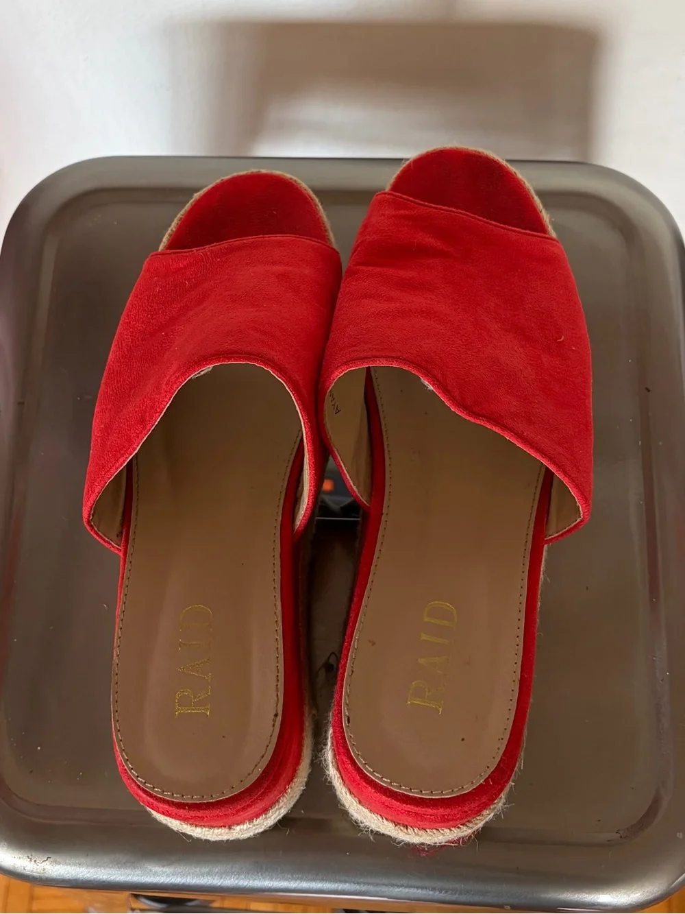 RAID Red orange Suede Espadrille Platform Slide